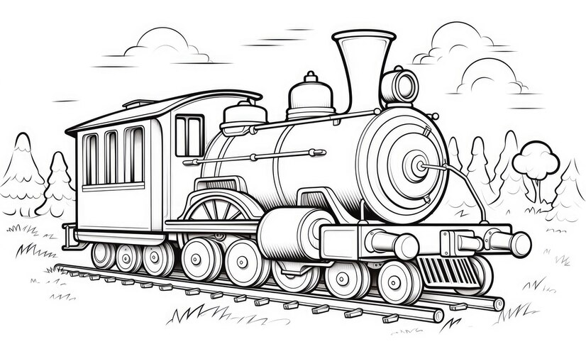 coloring page of a train